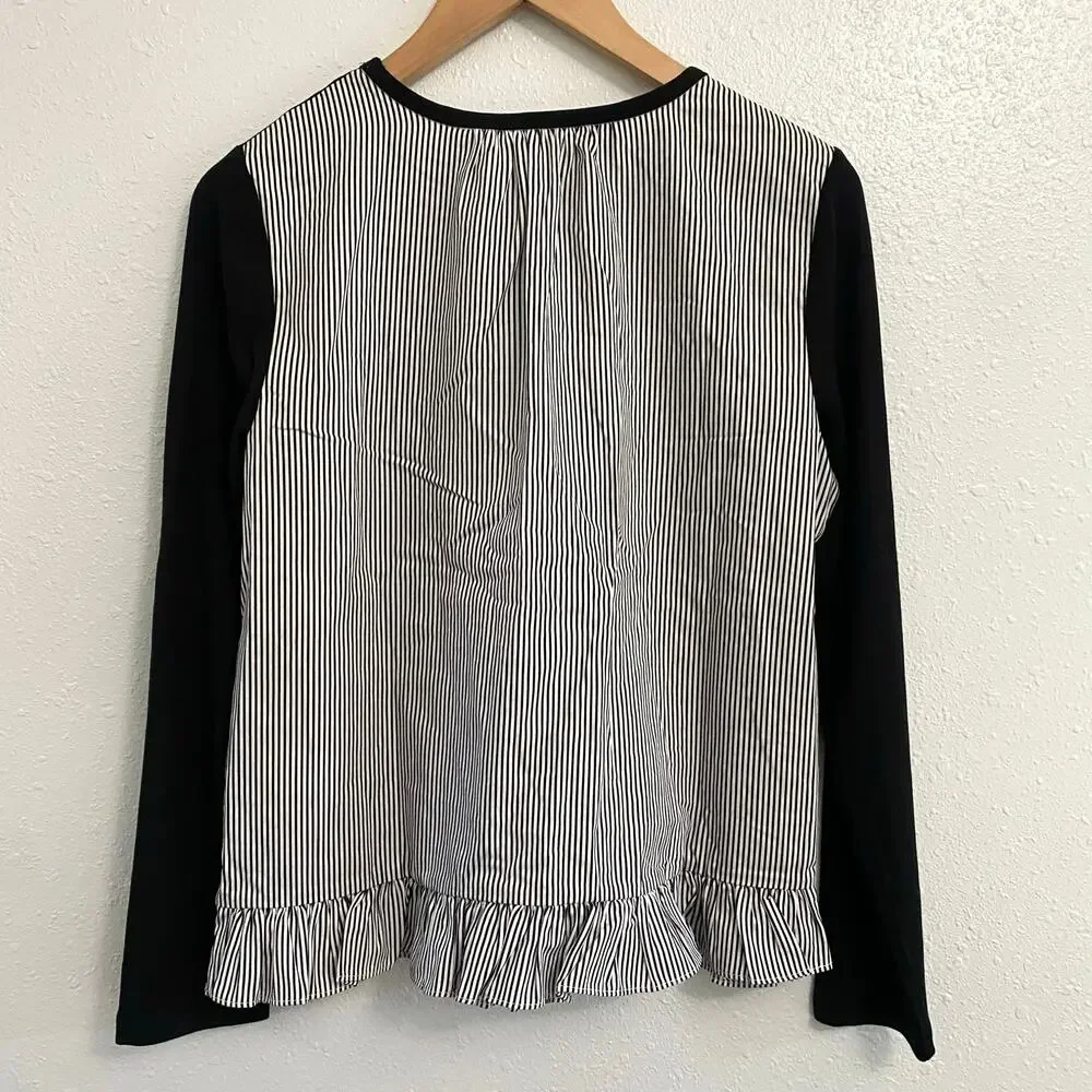 Kate Spade Broom Street Mixed Media Blouse Women Size Small Preppy Office casual